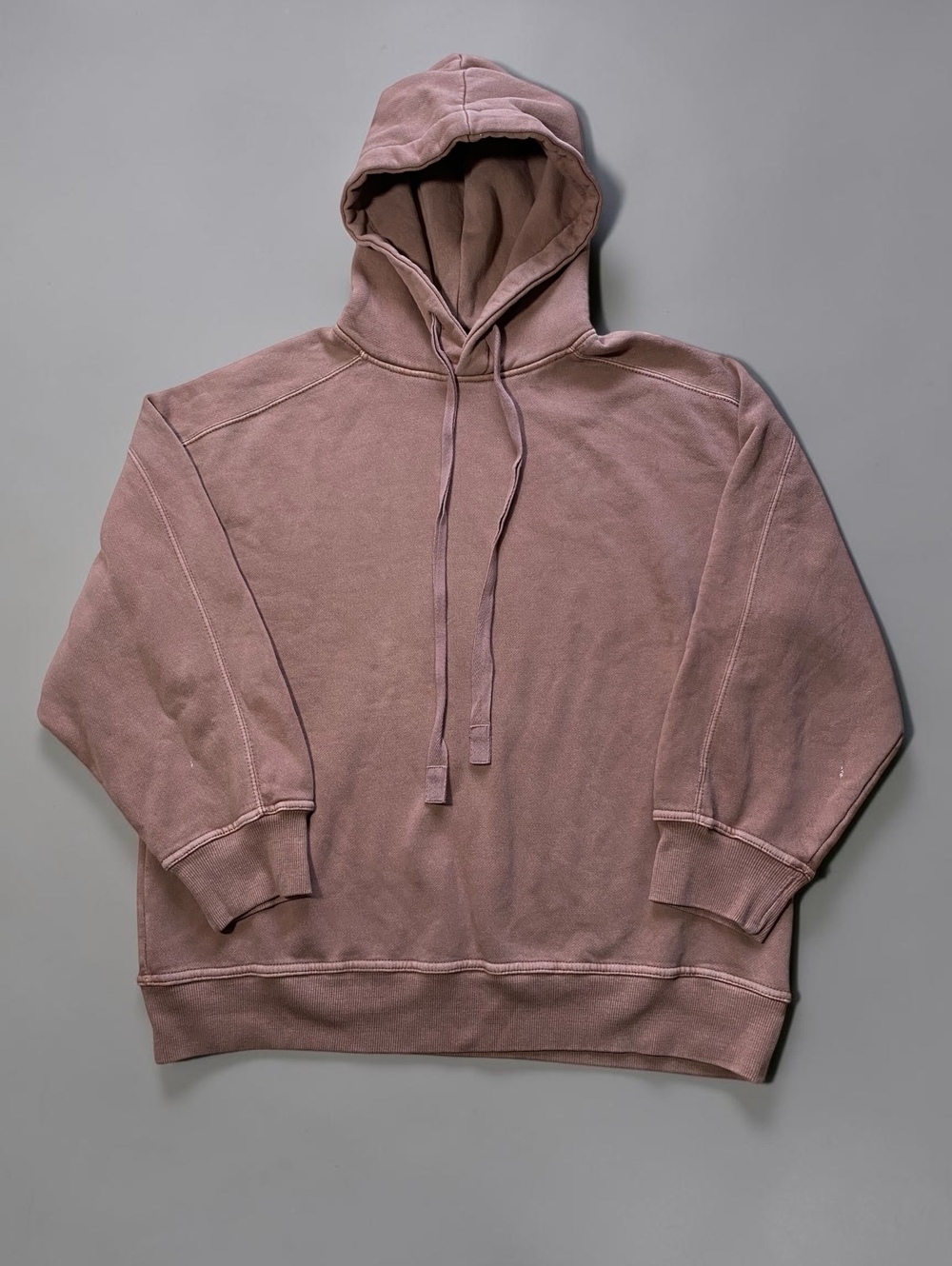 ZARA Vintage Wash Mauve Pink Oversized Hoodie Y2K Boxy Fit Pullover Size S